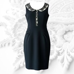 Betsey Johnson Vintage Black Lace-Trim Wiggle Dress – Size‎ 8 Holiday Soirée